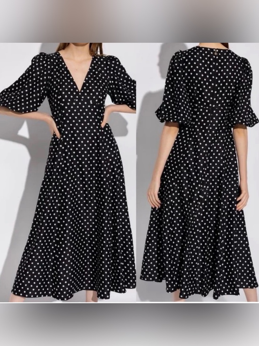 Kate Spade New York Harmony Textured Cloqué Dress Silk Blend 8 Black Polka Dot